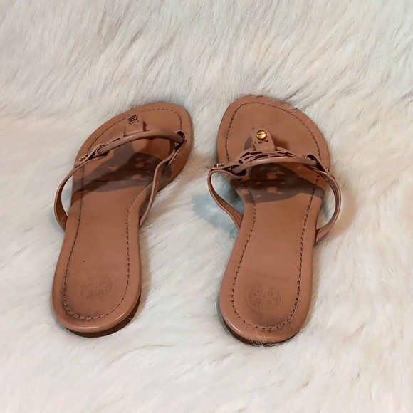 Tory Burch Miller Leather Flat Sandals  Sz 8.5 - Picture 2 of 9